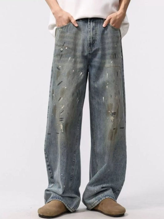 706 Men's Wide Leg Washed Jeans – Men's wide leg jeans streetwear fit