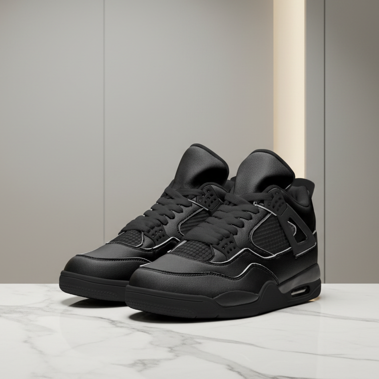 Fuerza Retro Air Cuatro – OG Black Ops ONYX High Top Sneakers - Front View