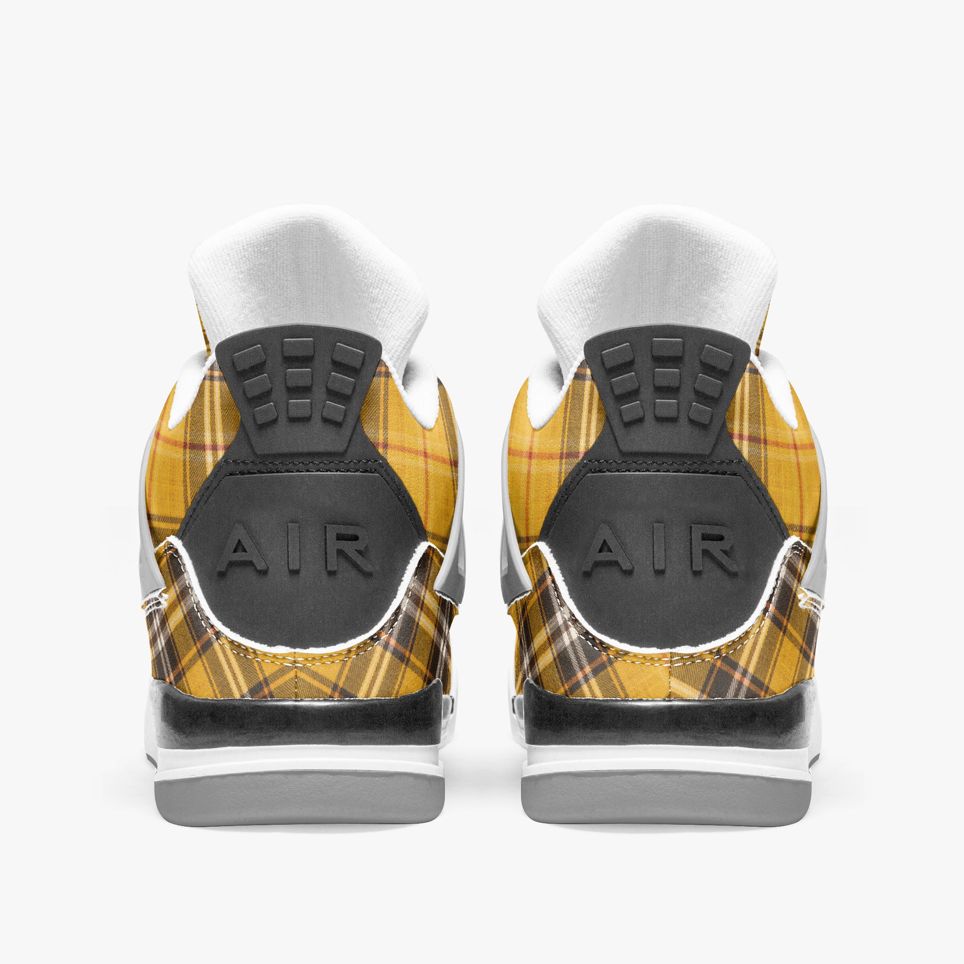 Retro Air Cuatro Mustard Yellow Flannel Limited Edition High Top Sneakers – Side View