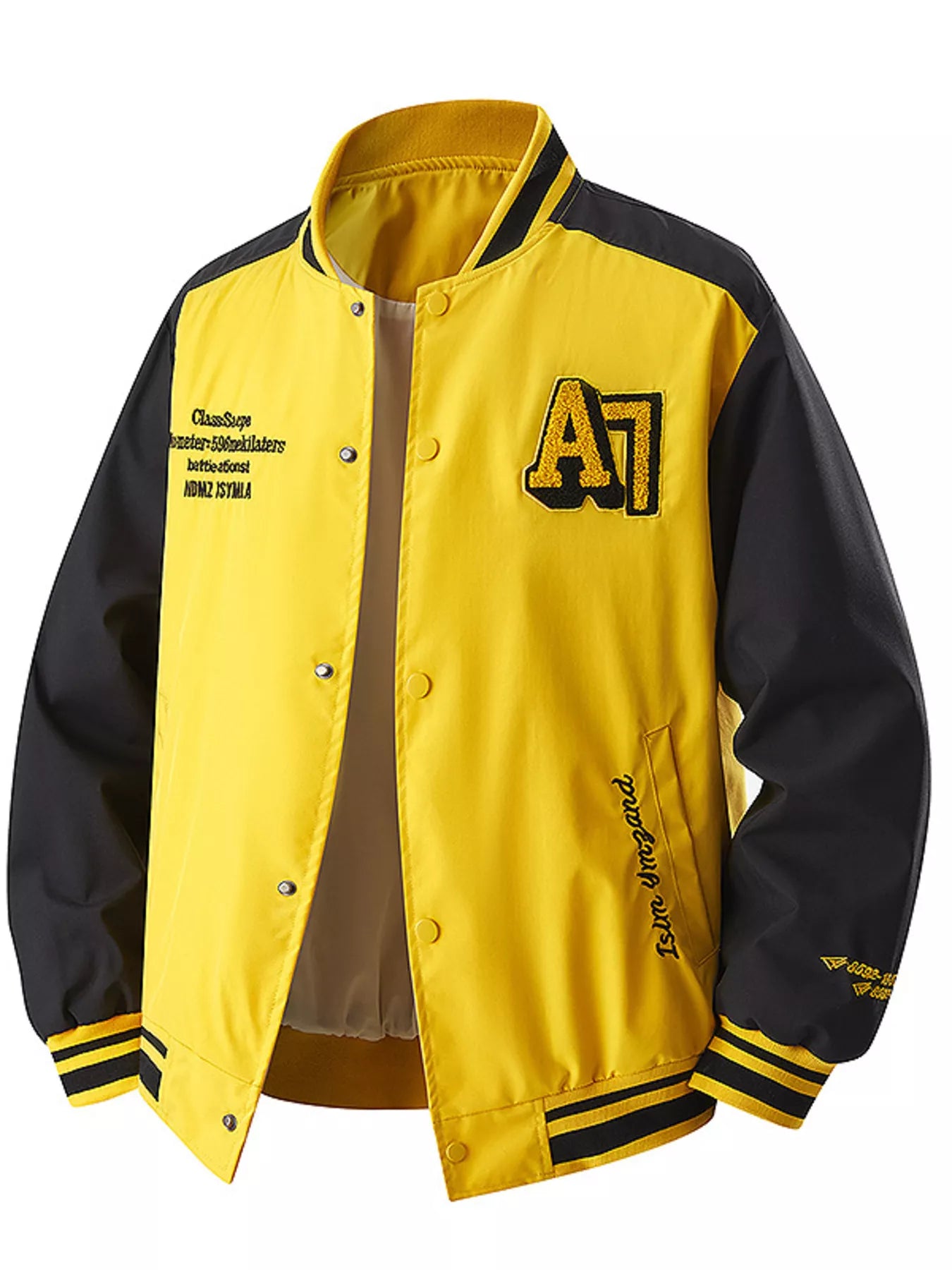 Sporty Long Sleeve Varsity Jacket – Black – lifestyle view
