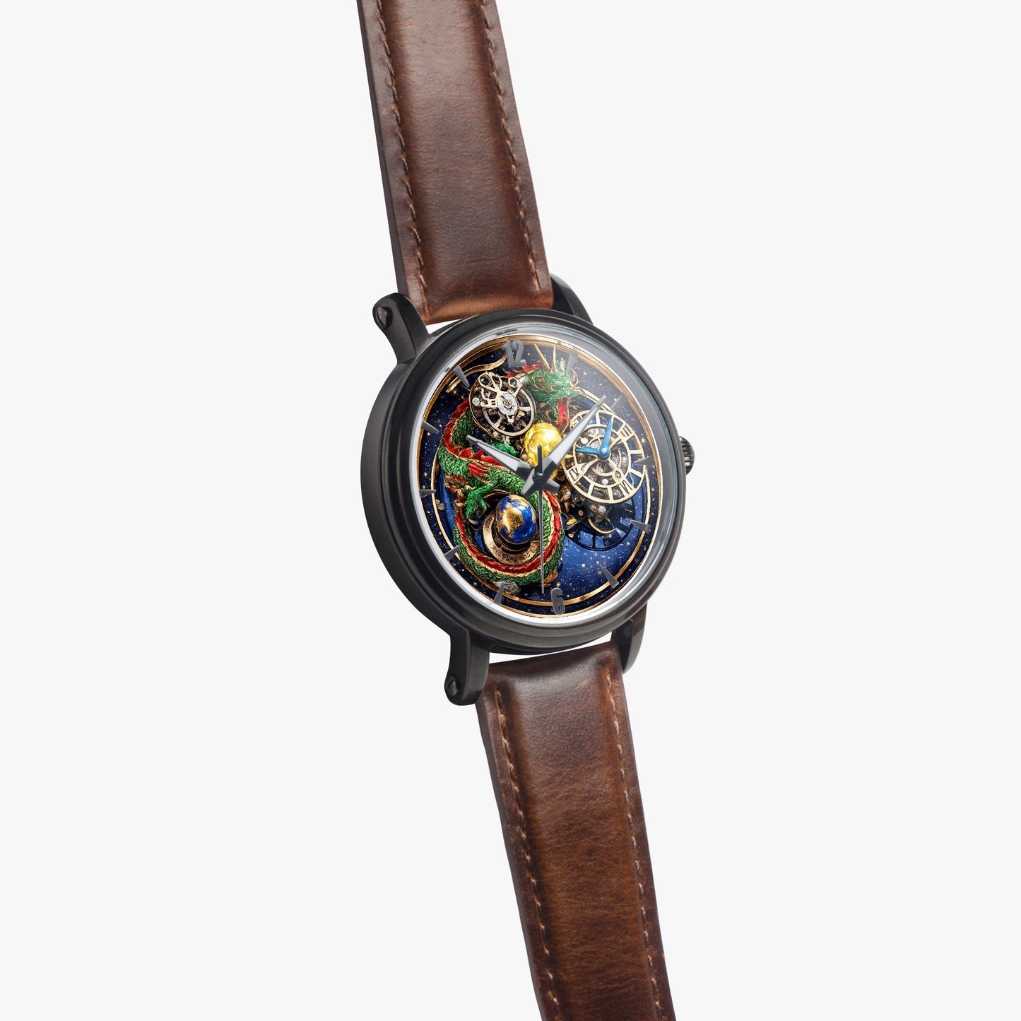 Jaycoh™ Astronomy Dragon Turbilon 157. 46mm Unisex Automatic Watch(Black) | Print-on-Demand Custom Watch - close-up detail | print on demand watch print custom watch