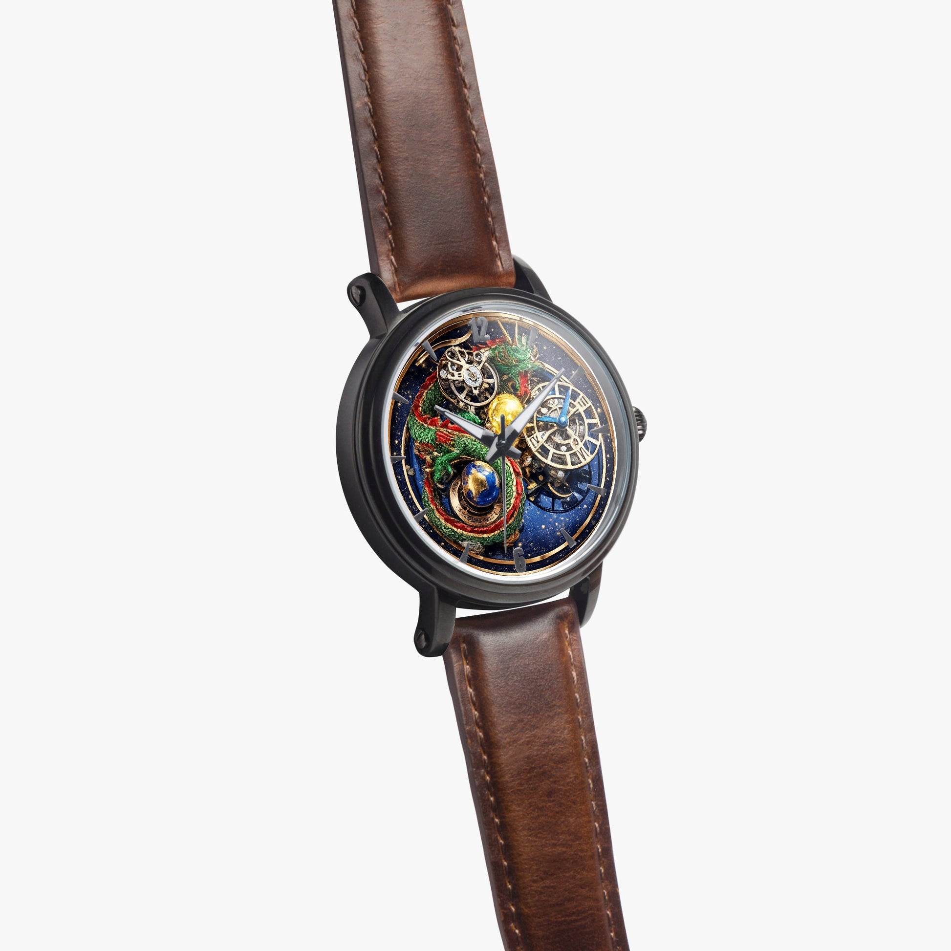 Jaycoh™ Astronomy Dragon Turbilon 157. 46mm Unisex Automatic Watch(Black) | Print-on-Demand Custom Watch - close-up detail | print on demand watch print custom watch