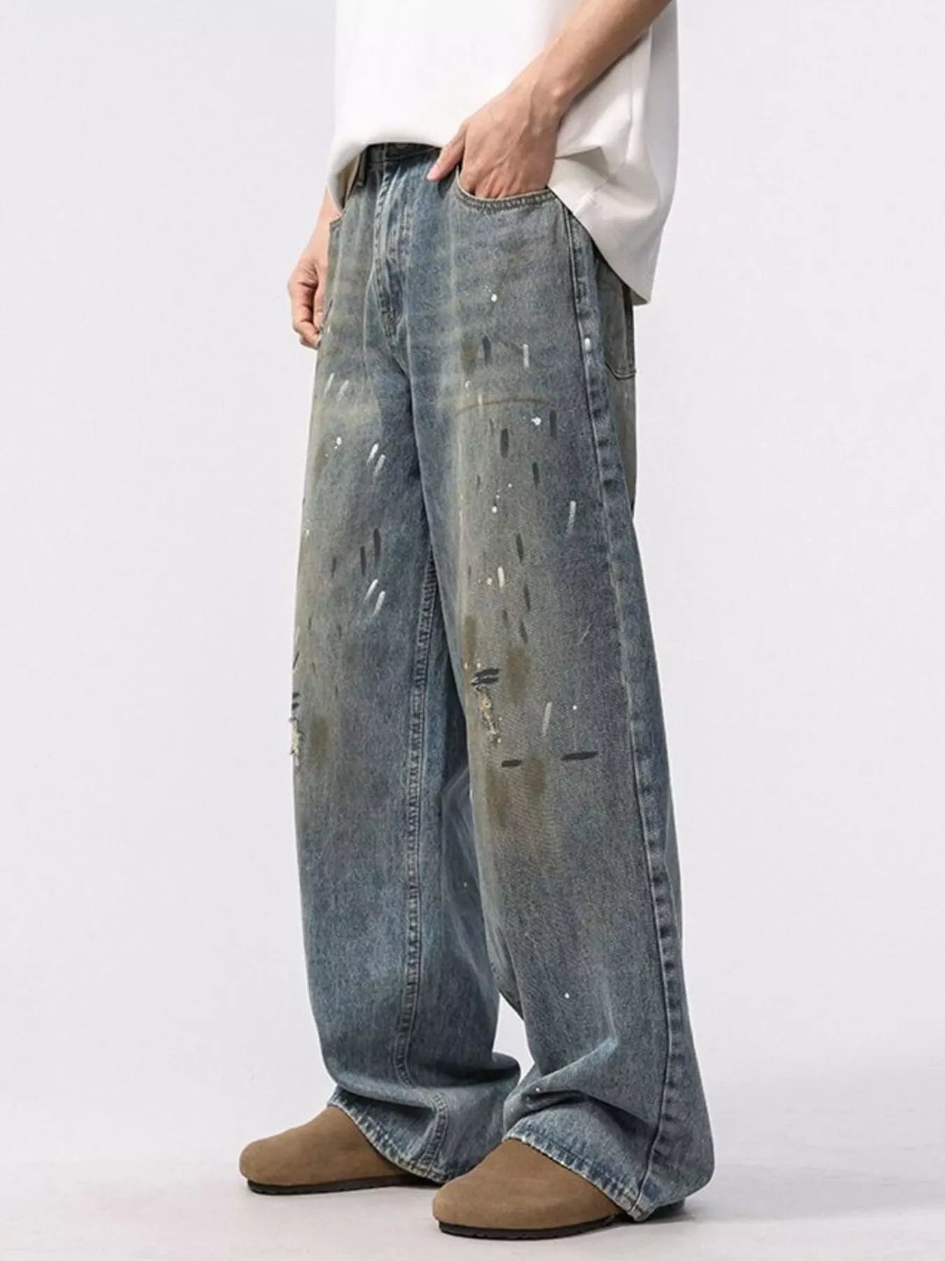 708 nan – Men's wide leg jeans streetwear fit