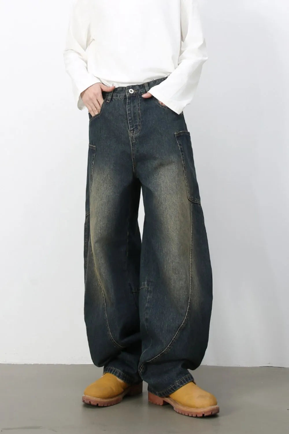 636 nan – Men's wide leg jeans streetwear fit