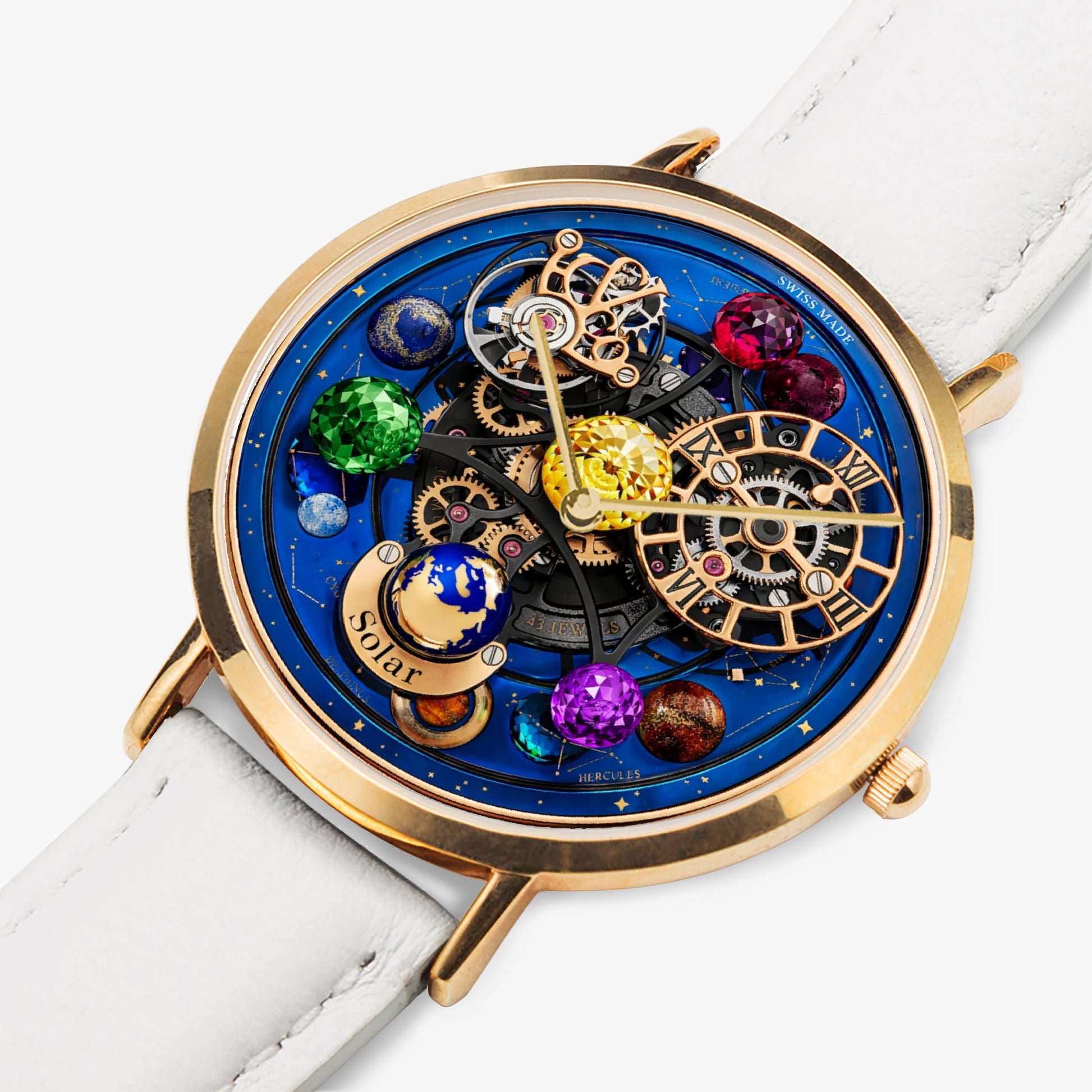 Jaycoh™ Astronomy Solar Turbilon 161. Ultra-Thin Leather Strap Quartz Watch (Rose Gold) | Print-on-Demand Custom Watch - product photo | print on demand watch print custom watch