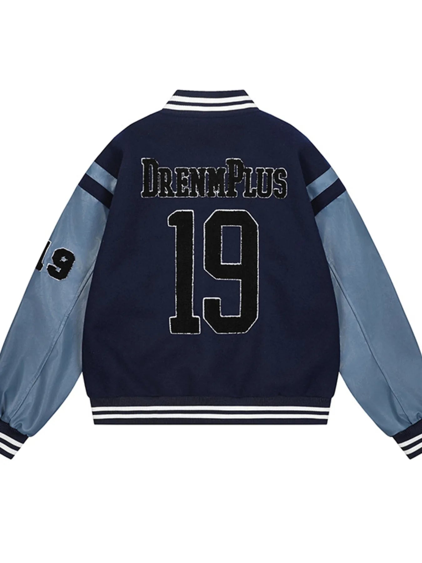 College Varsity Jacket with Patches (Royal Blue) – product view back