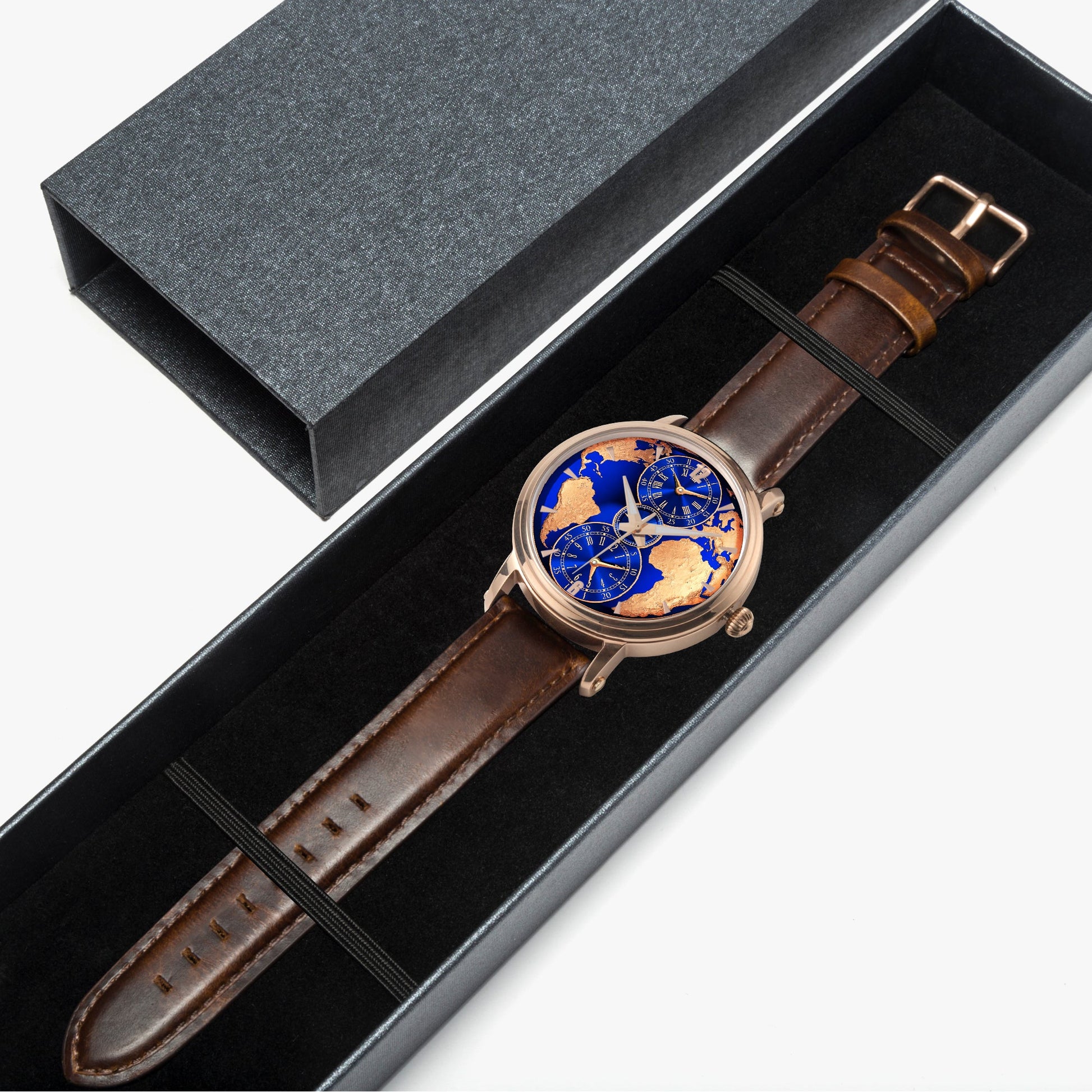 Jaycoh™ Luxurious World Time zone 158. 46mm Unisex Automatic Watch (Rose Gold) | Print-on-Demand Custom Watch - product photo | print on demand watch print custom watch