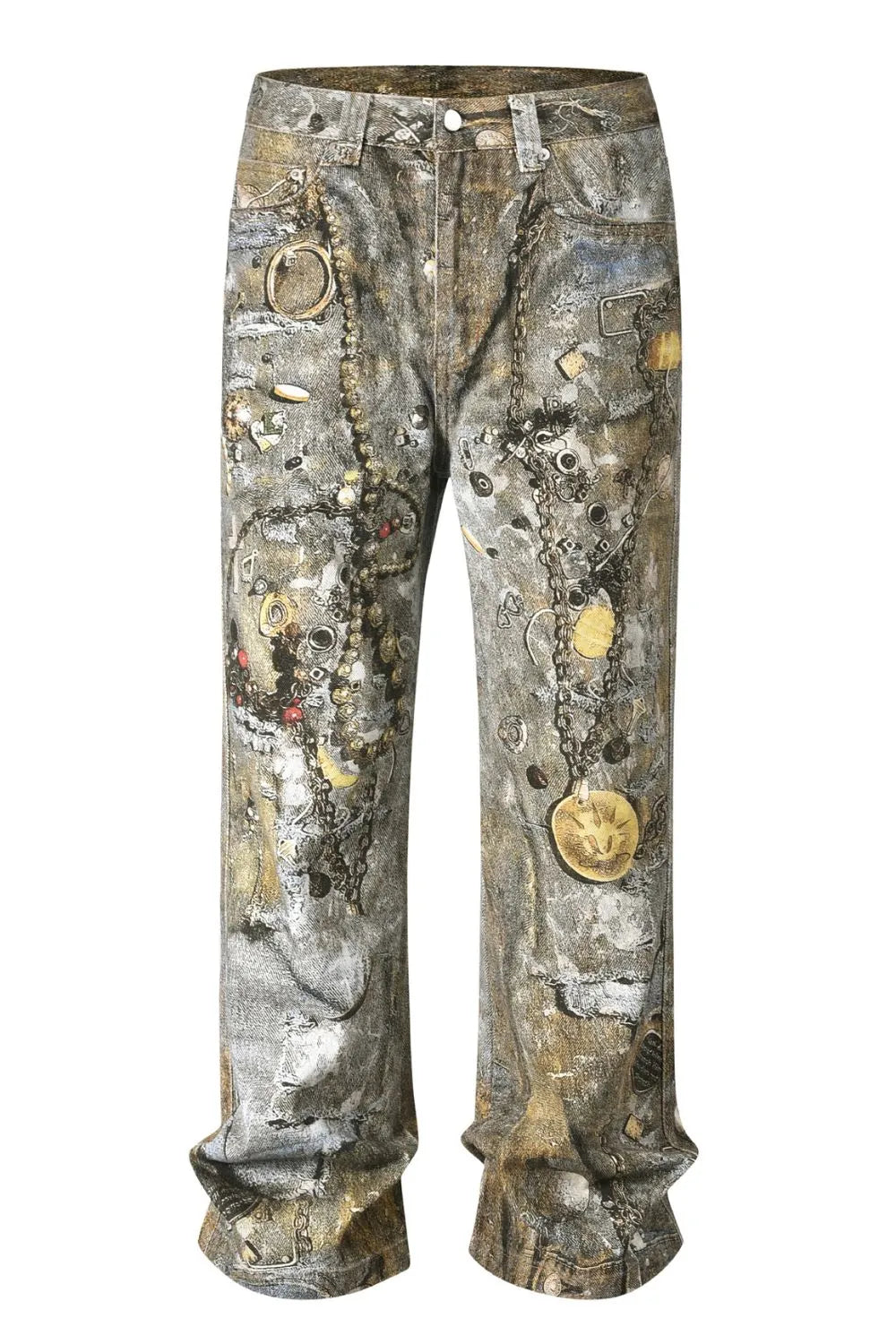 1260 Men's Wide Straight Printed Jeans with Pockets – men's graphic jeans (detail view 4)