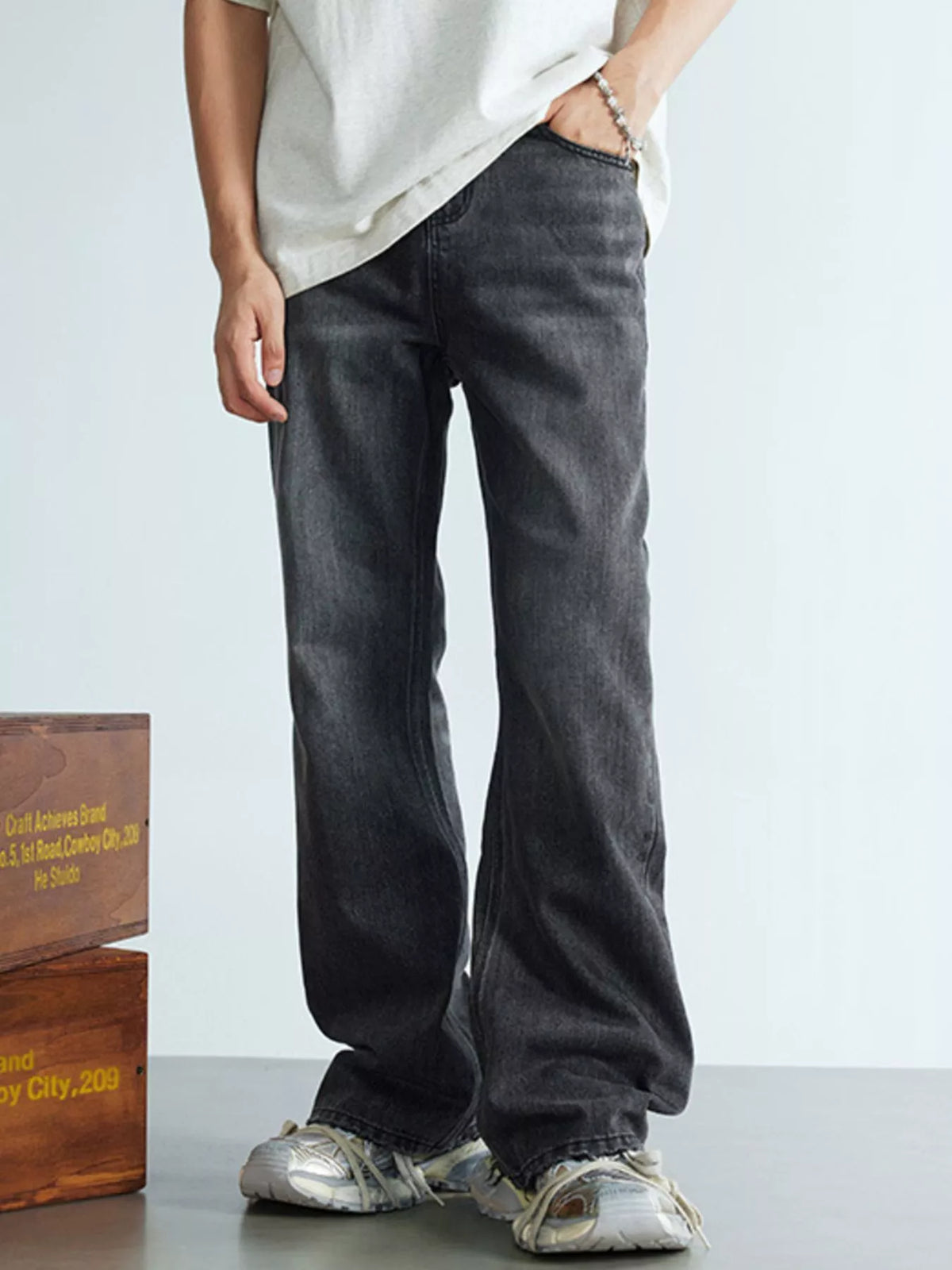 1286 Men's Wide Leg Flare Jeans | Flare Jeans for Men (Y2K Streetwear ...