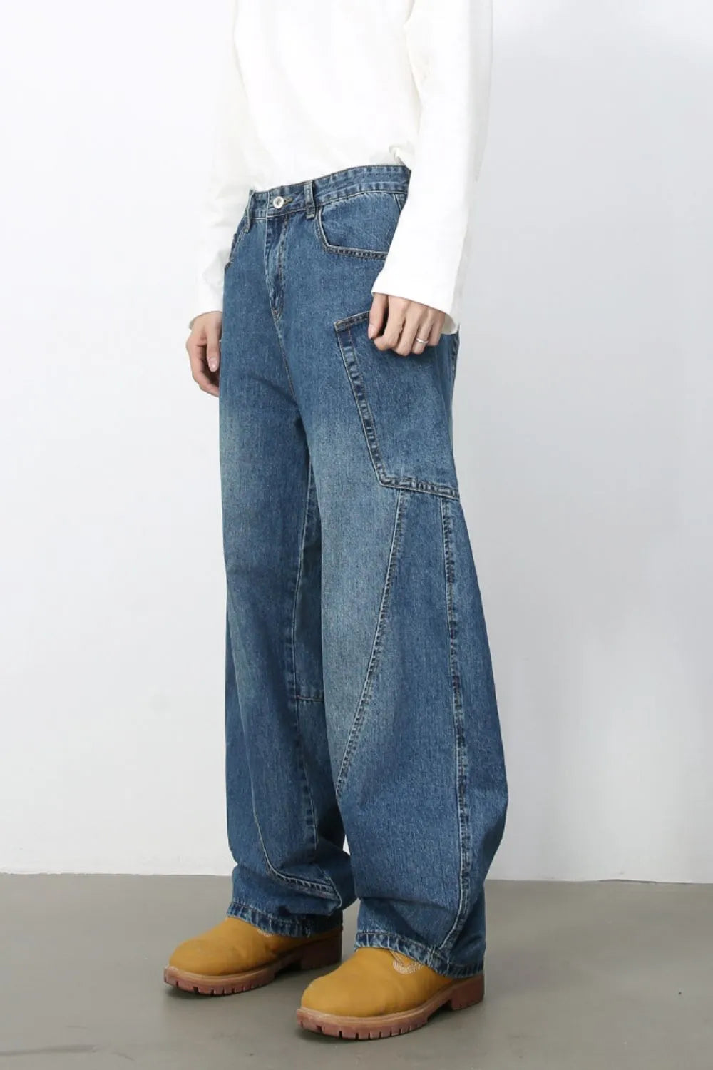 631 nan – Men's wide leg jeans streetwear fit