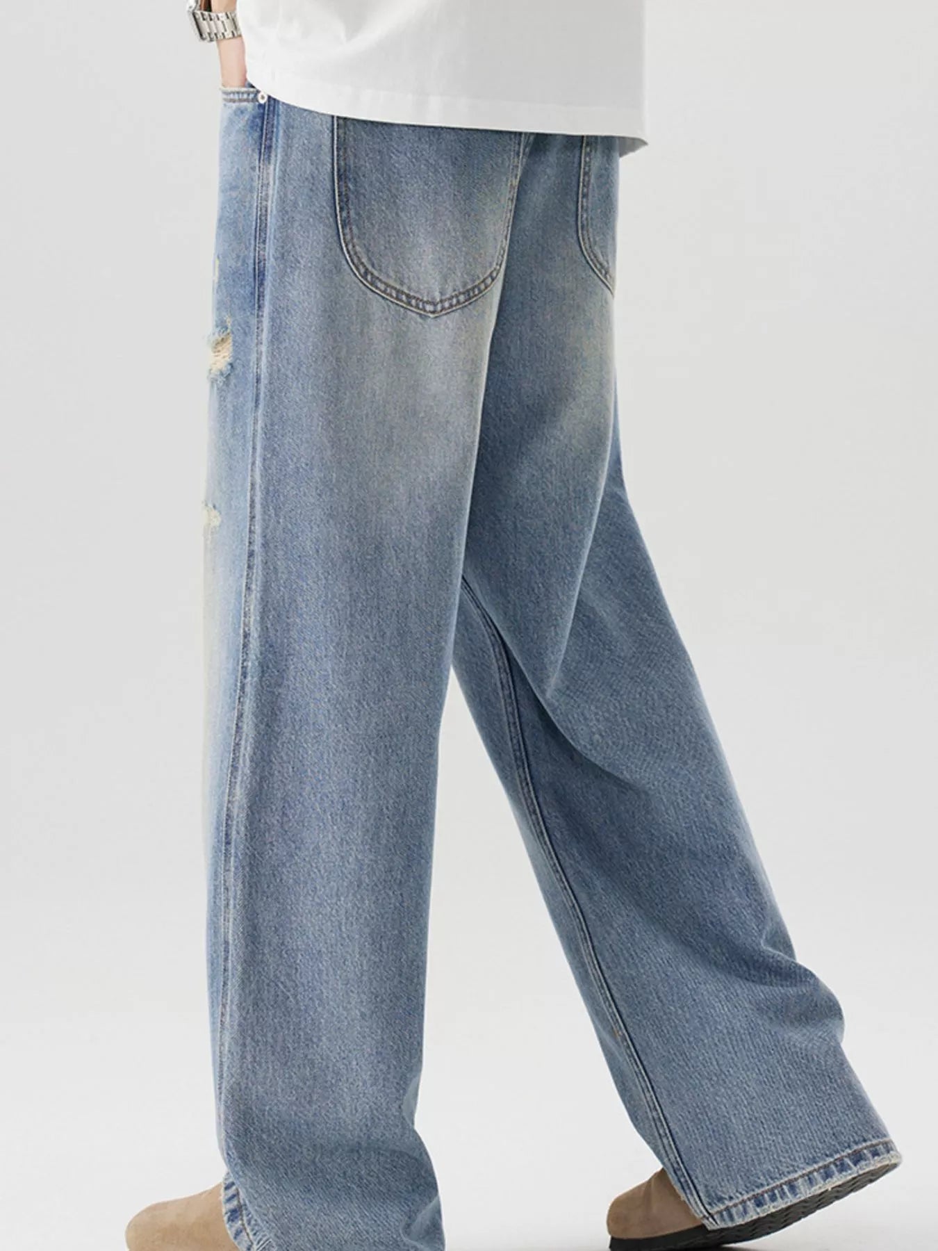 742 nan – Men's wide leg jeans streetwear fit