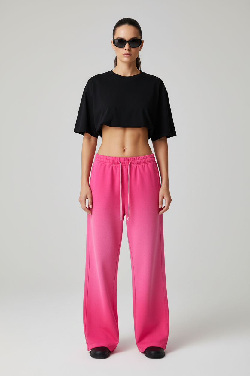 Vintage Washed Gradient Straight-Leg Sweatpants - back view