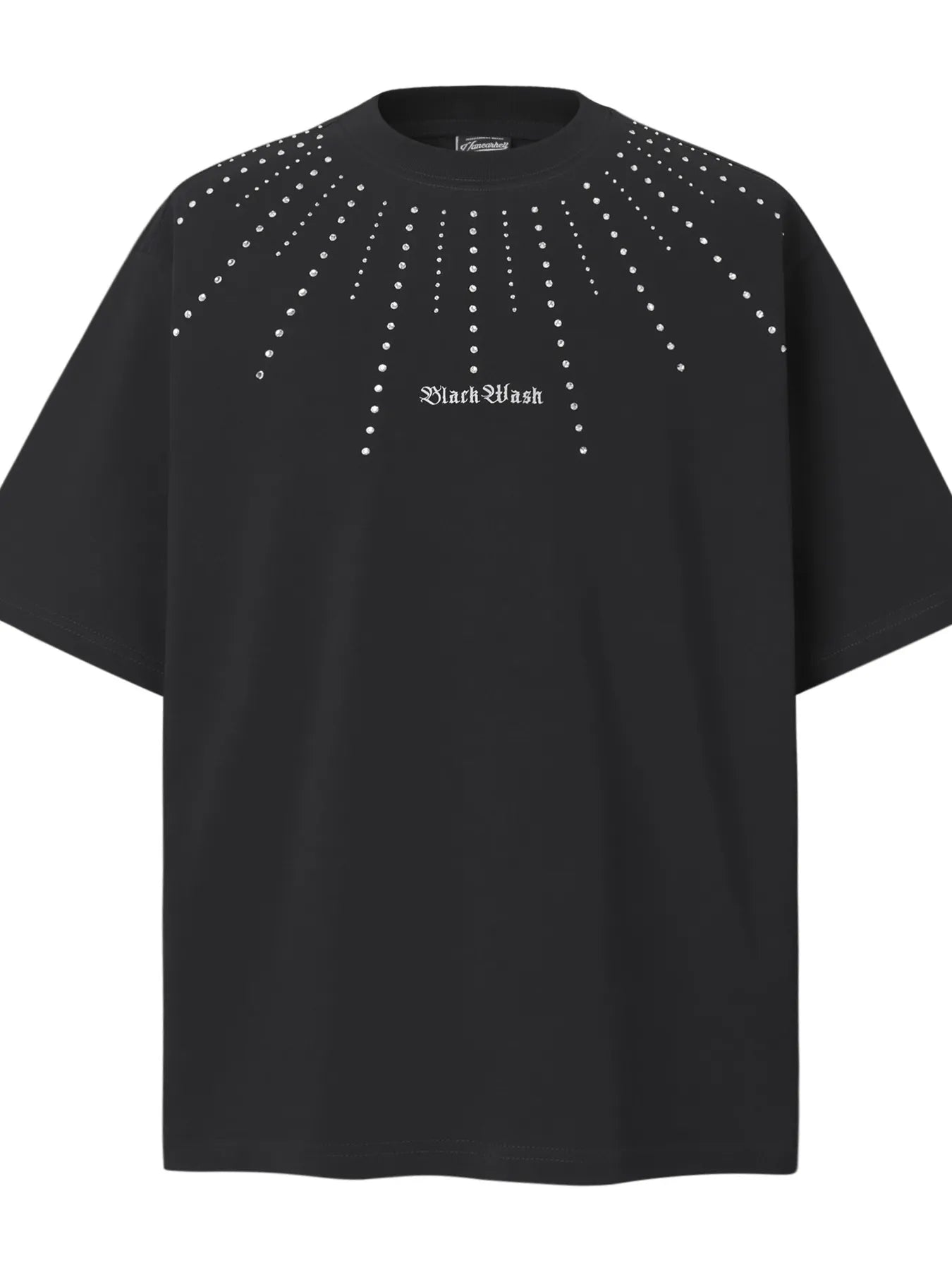 Men’s Starburst Rhinestone Oversized Streetwear T-Shirt - Black - Image 3