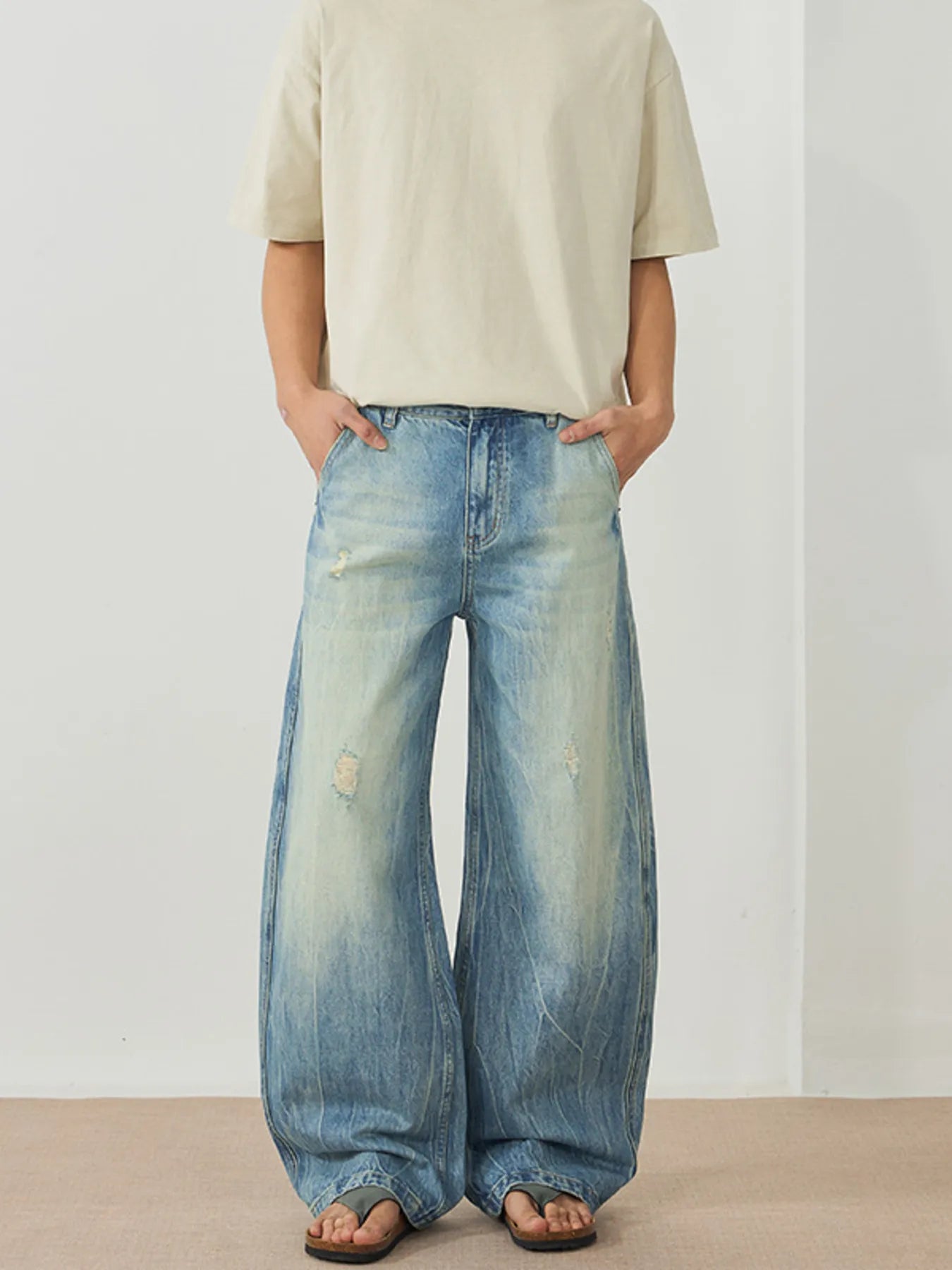 1232 Men's Wash Wide Leg Jeans – Men's wide leg jeans streetwear fit