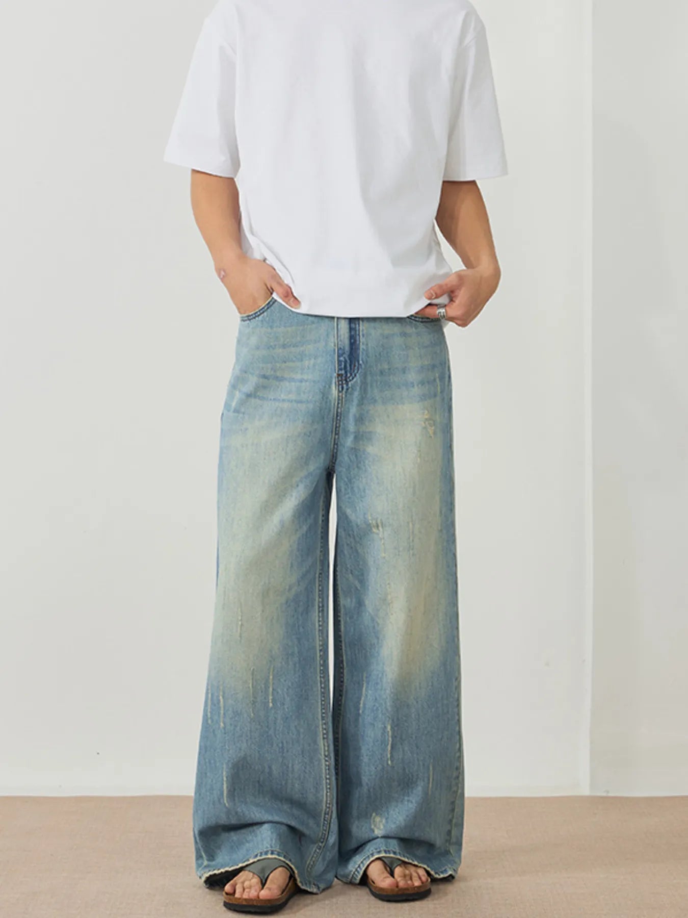 933 nan – Men's wide leg jeans streetwear fit