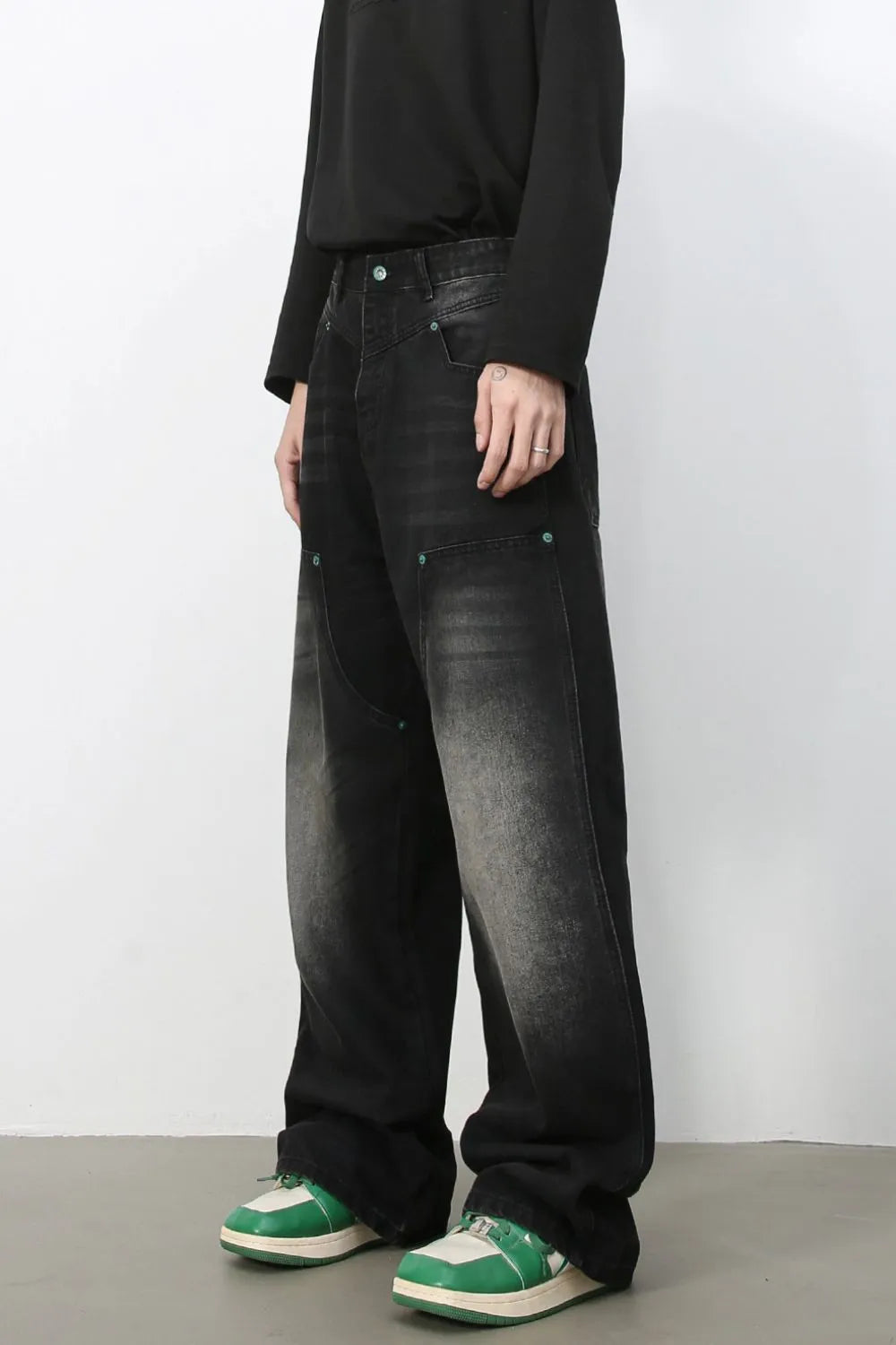 063 nan – Men's wide leg jeans streetwear fit