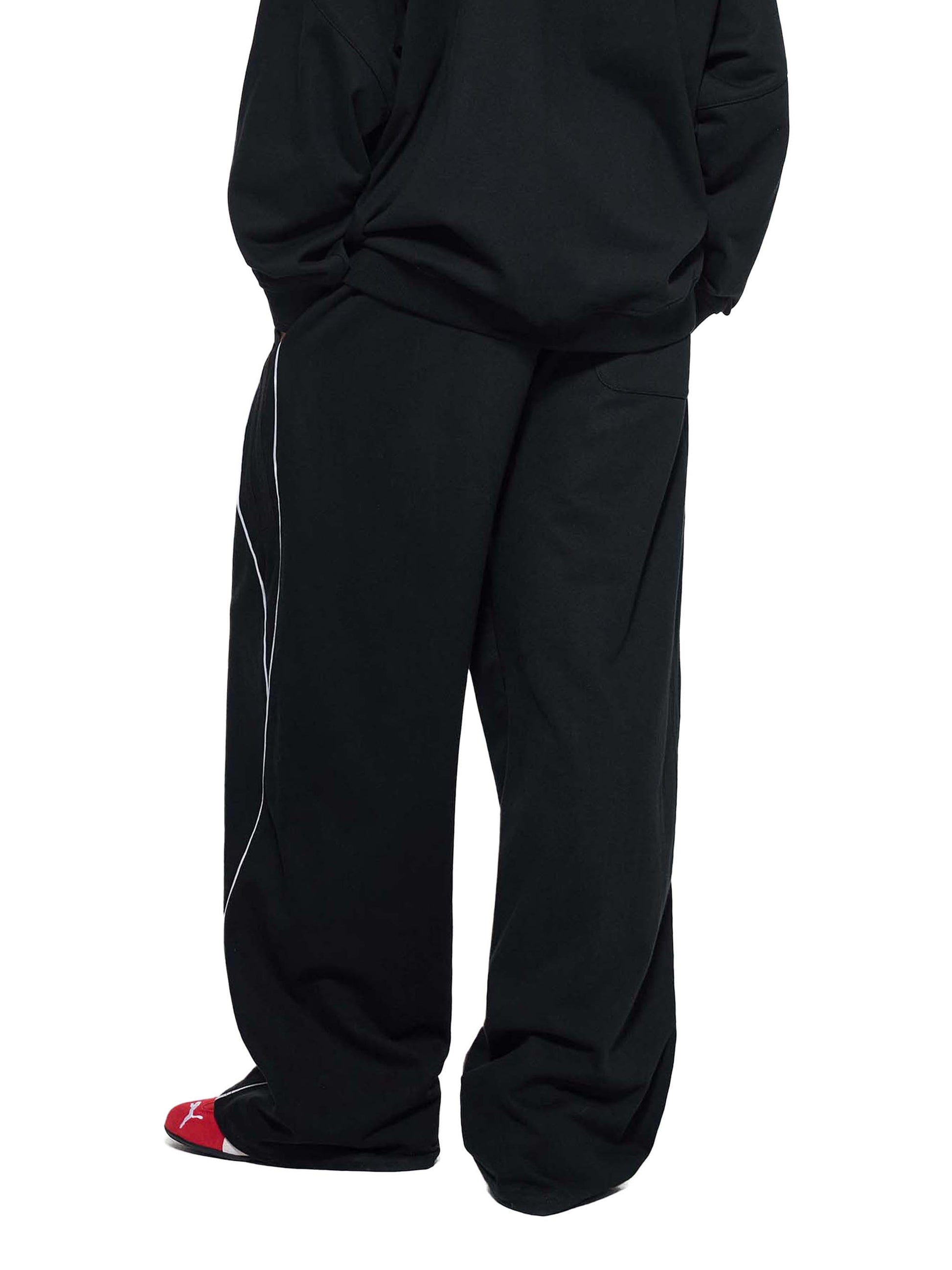 Black Reflective Graphic Straight-Leg Sweatpants – Performance Training Edition — on-model view
