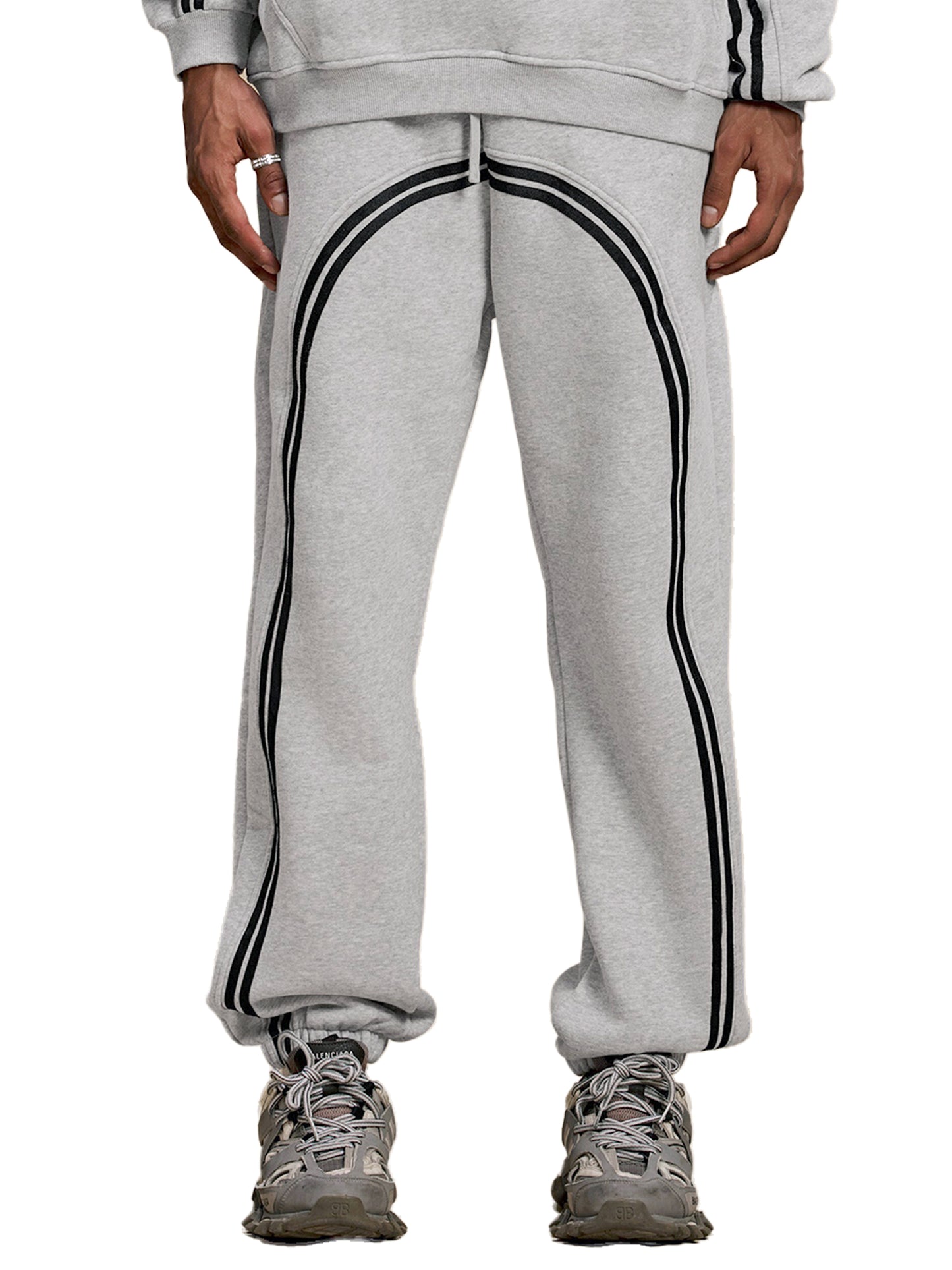 Sun Fade Contrast Tape Fleece Jogged Sweatpants - fabric close-up
