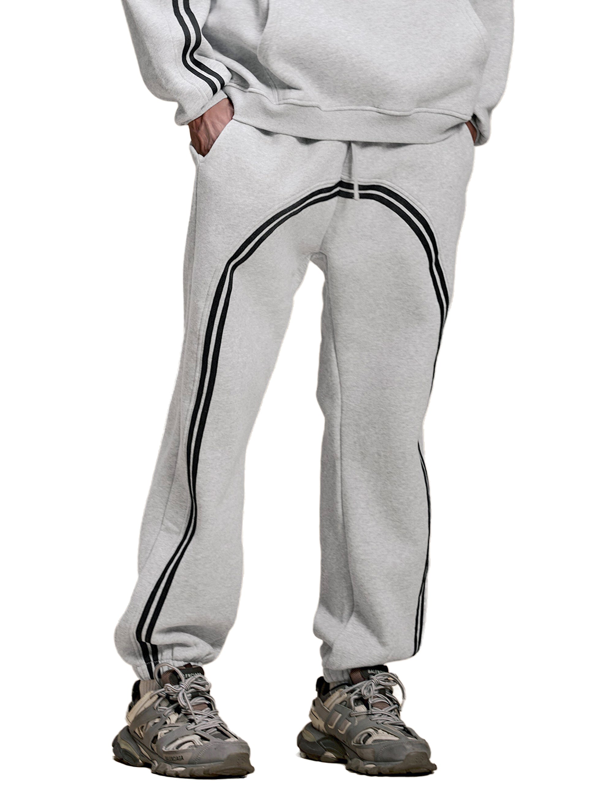 Sun Fade Contrast Tape Fleece Jogged Sweatpants - waistband & drawstring detail