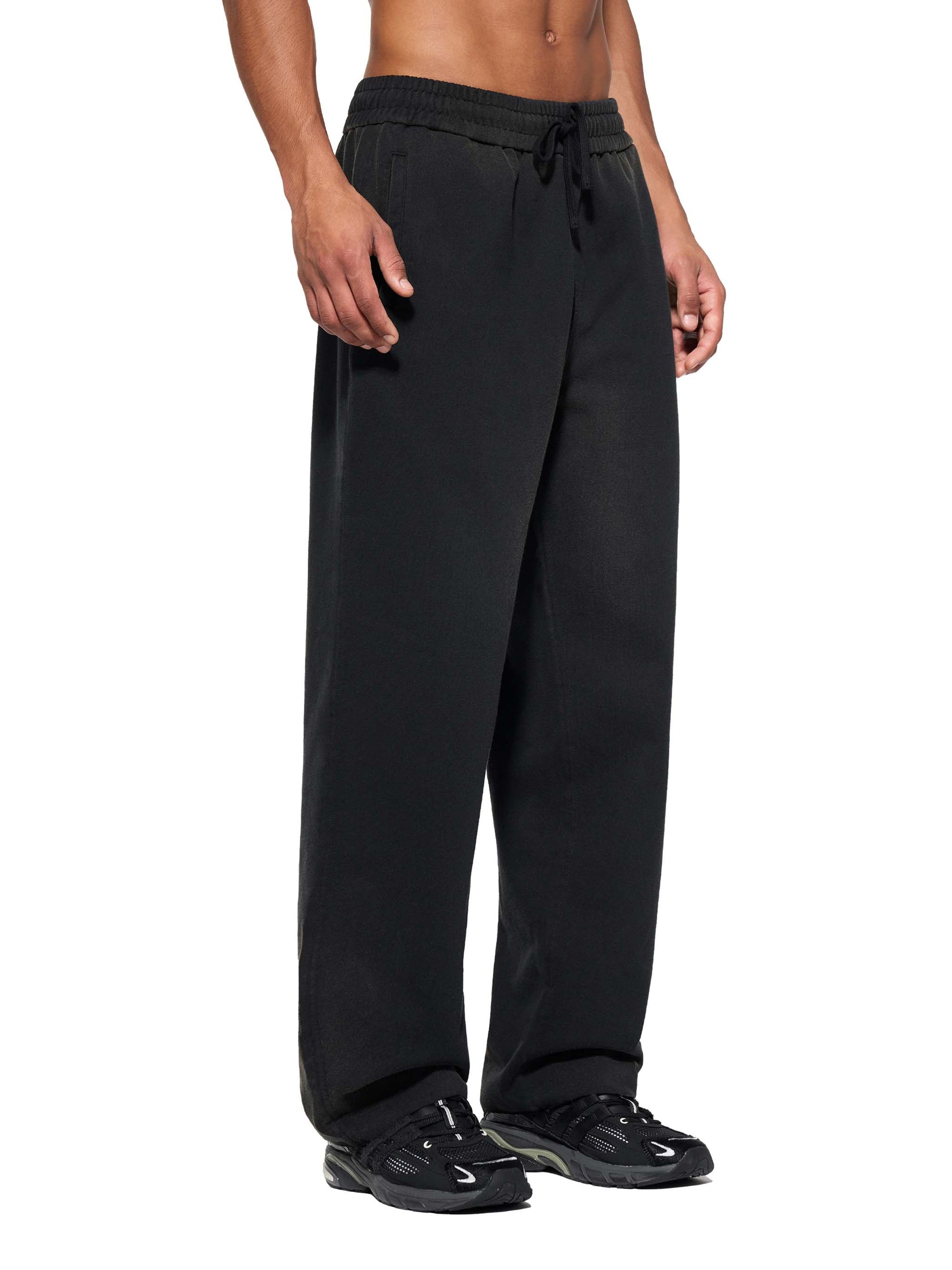 Sun Fade Raw Edge Straight-Leg Sweatpants - waistband & drawstring detail