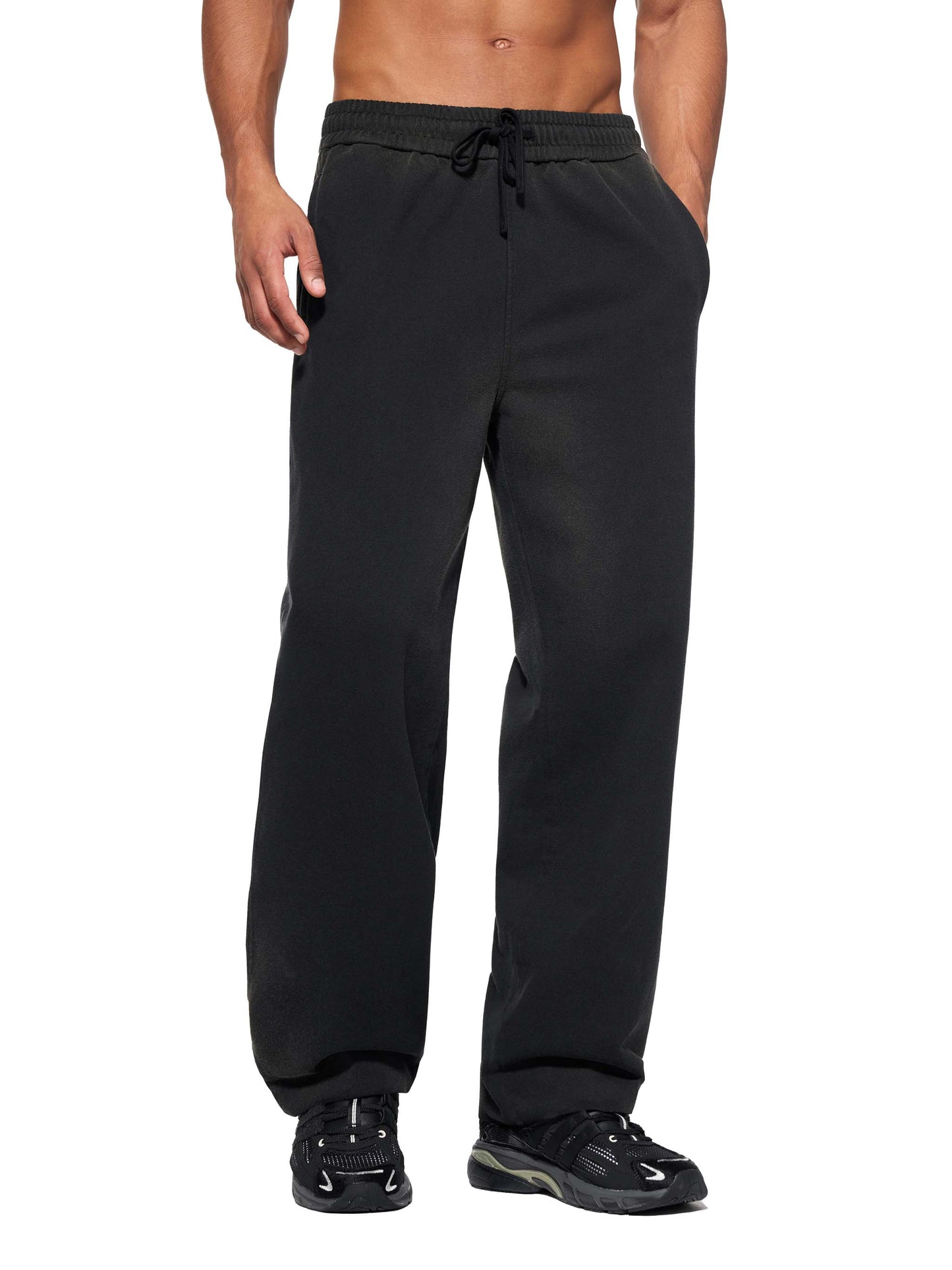 Sun Fade Raw Edge Straight-Leg Sweatpants - model wearing - side