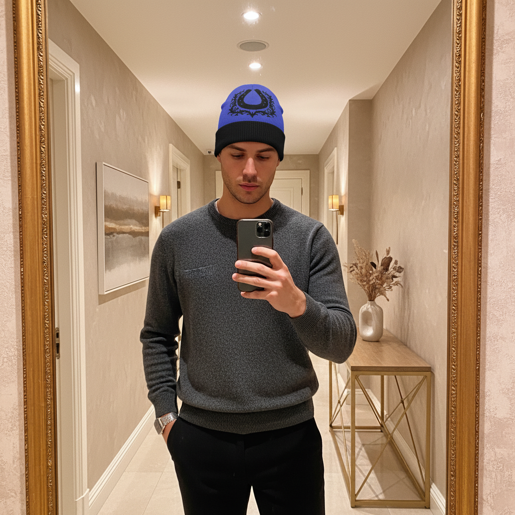 Royal Horseshoe Knit Beanie – Frontier Crest Edition - Luis’s Locker