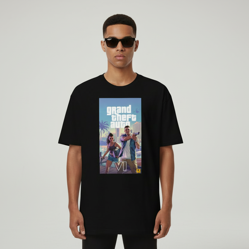 GTA IV Jason & Lucia Premium Heavyweight Vice City Graphic T Shirt