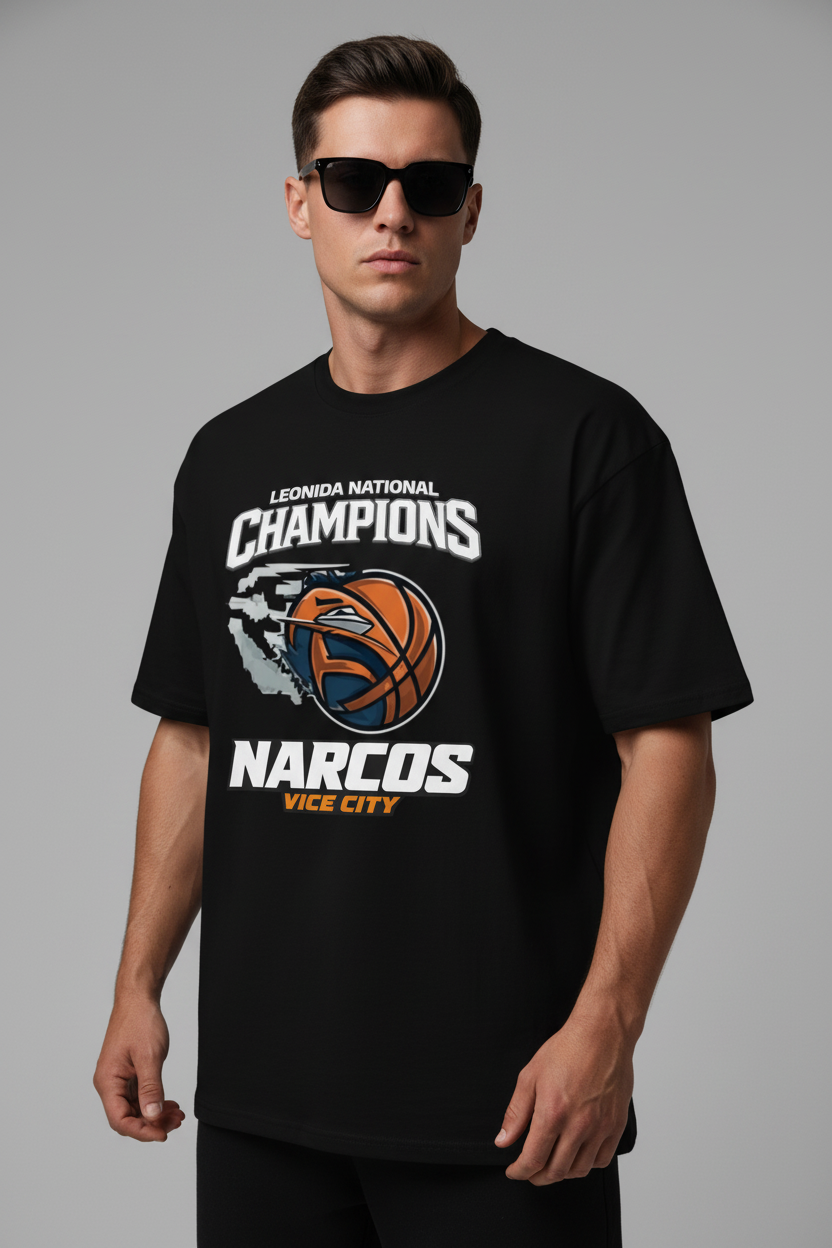 Vice City Narcos Leonida National Champions Graphic T Shirt GTA 6 Merch – Detail Angle