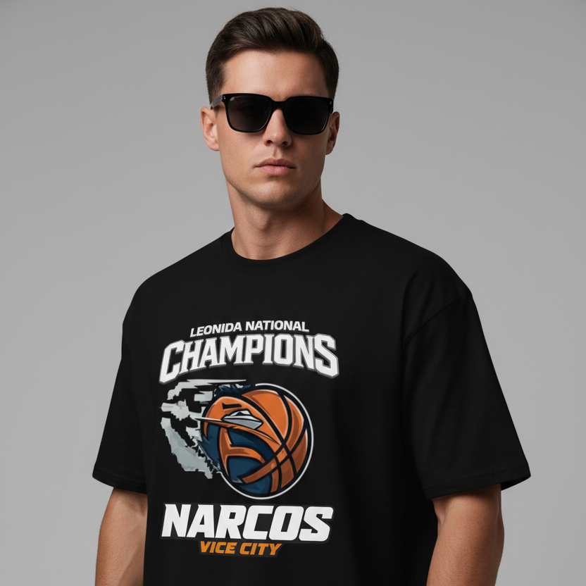 Vice City Narcos Leonida National Champions Graphic T Shirt GTA 6 Merch – Main Image