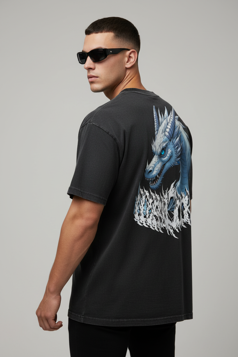Blue Eyes White Dragon Oversized faded t-shirt – Main Image