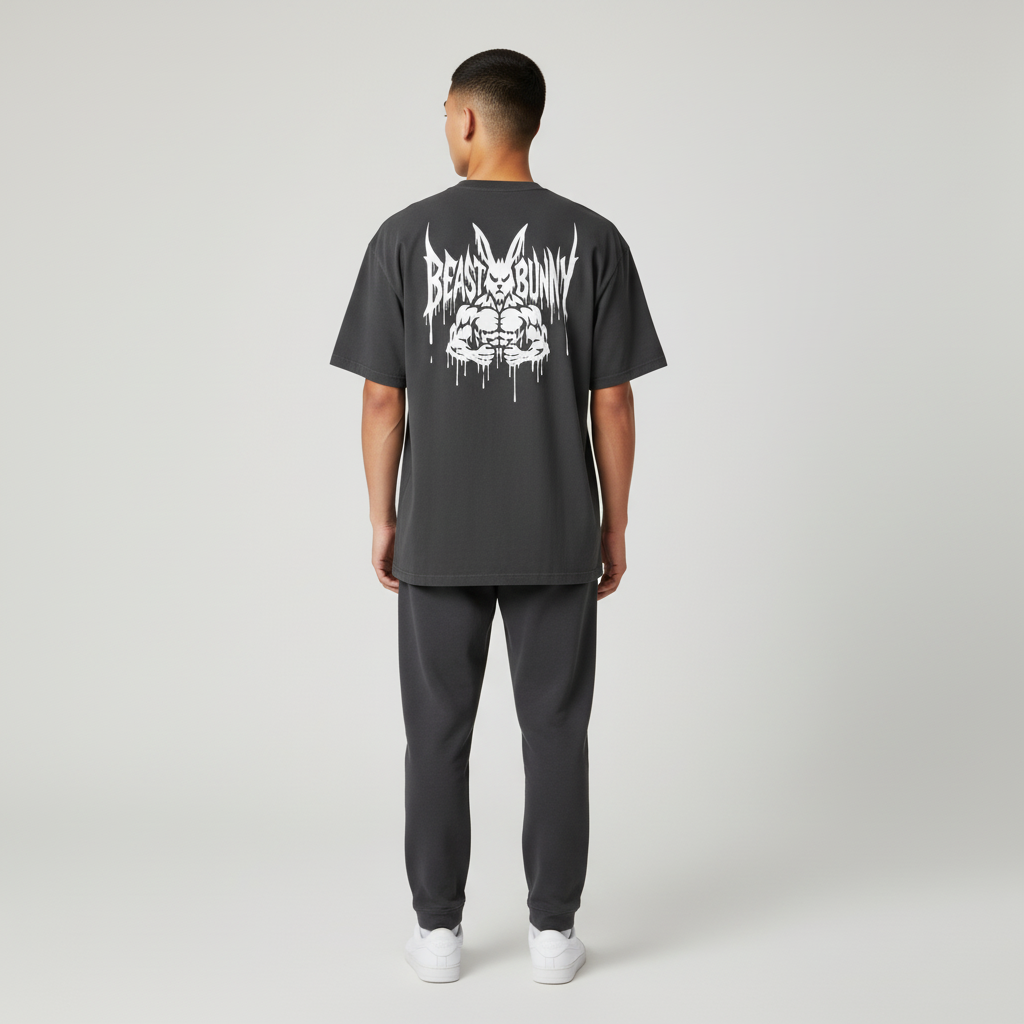 Beast Bunny Oversized Faded Tee – Shadow Bulk Edition - Luis’s Locker
