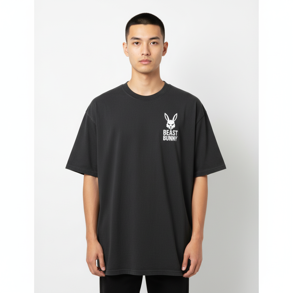 Beast Bunny Oversized Faded Tee – Shadow Bulk Edition - Luis’s Locker