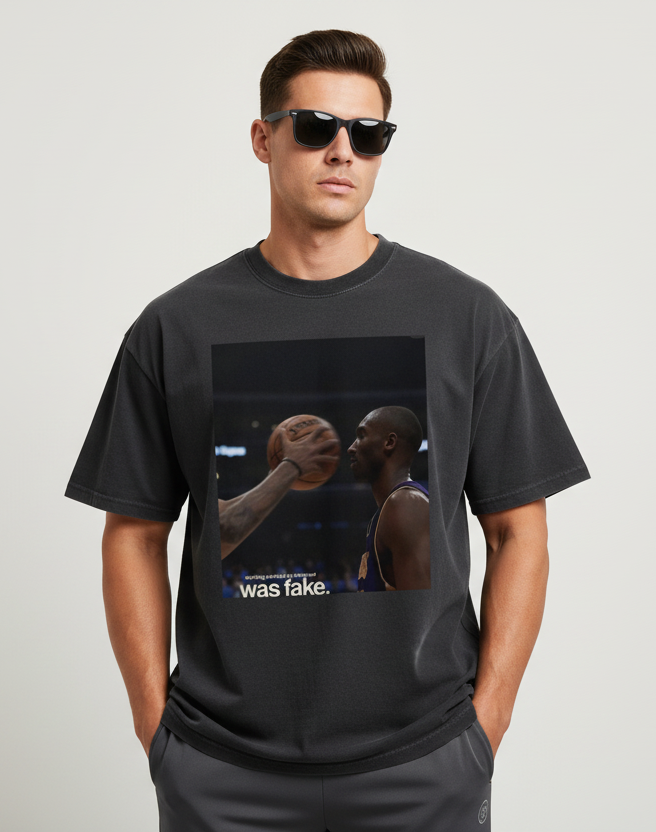 Kobe Bryant “ Anything you lost being real was fake” Oversized faded t-shirt