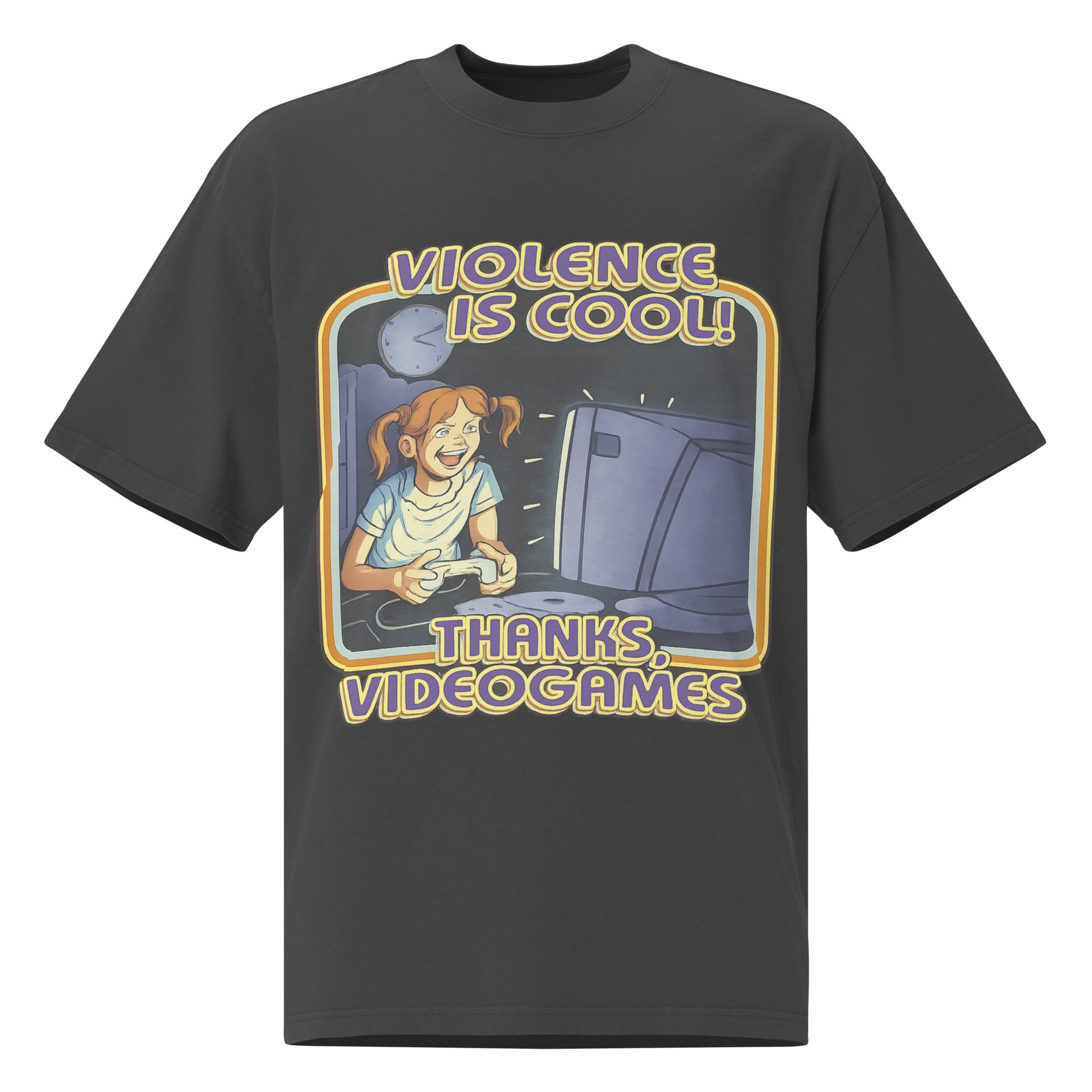 Cal’s Violence is Cool Thanks Video Games Oversized faded t-shirt GTA VI Merch – Back View