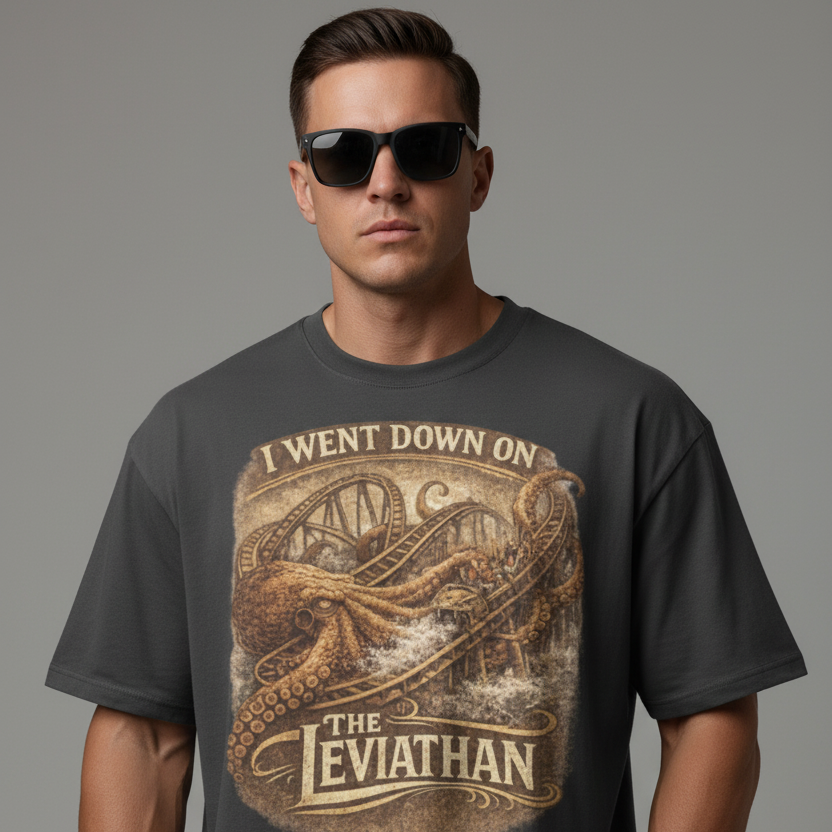 Lucia’s I went Down On The Leviathan Oversized faded Graphic t-shirt GTA VI Inspired Merch – Main Image