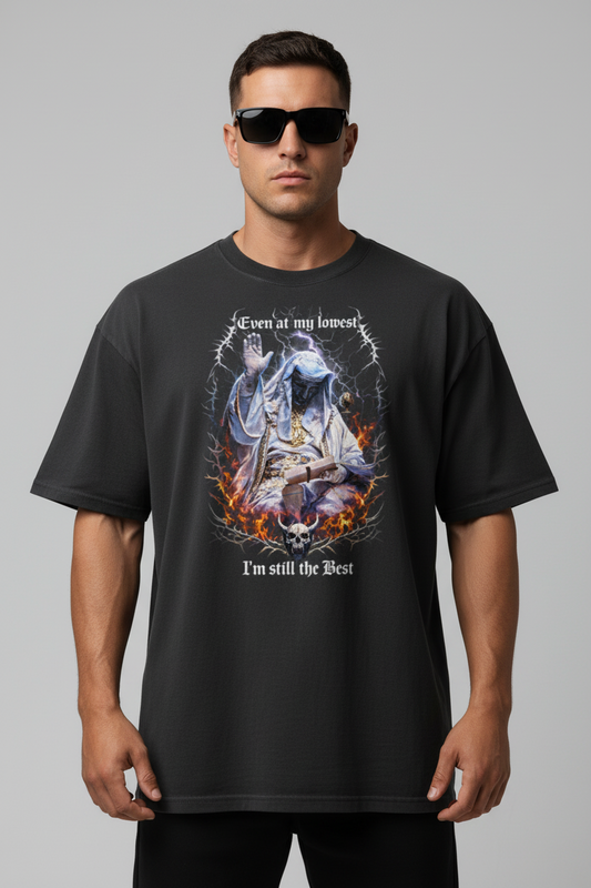 King Baldwin “Even at my lowest I’m still the best” Oversized faded t-shirt