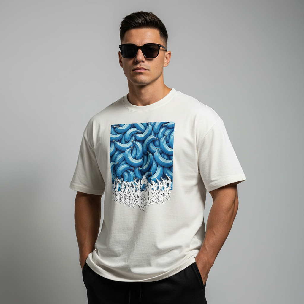 Blue Bananas Oversized faded t-shirt - Luis’s Locker