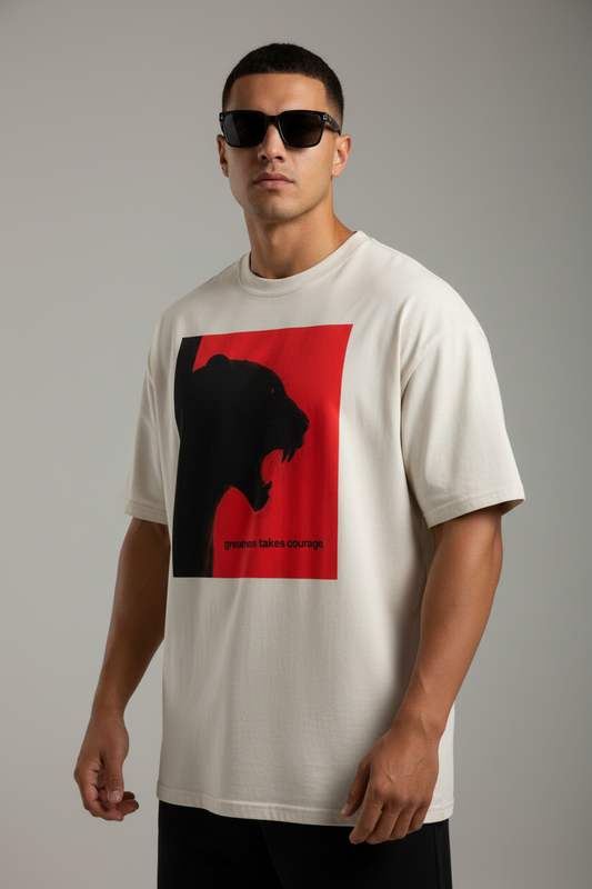 Panther “ Greatness Takes Courage” Oversized faded t-shirt