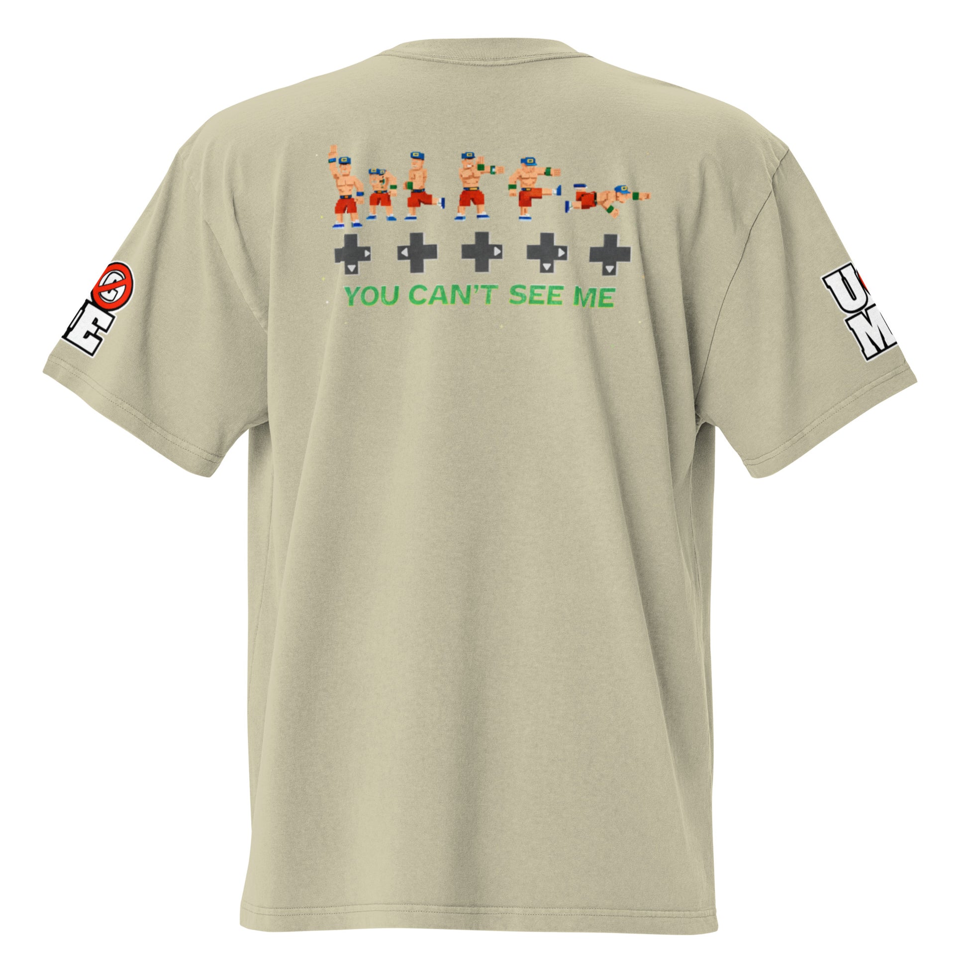 8 Bit John Cena U Can't C Me Oversized Faded Graphic Tee WWE Merch - Eucalyptus color - back view