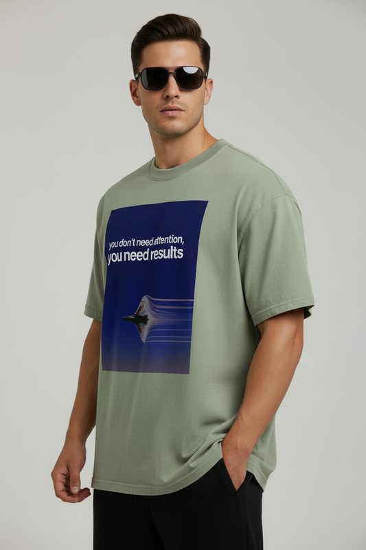 Fighter Jet “You don’t need attention you need results” Oversized faded t-shirt