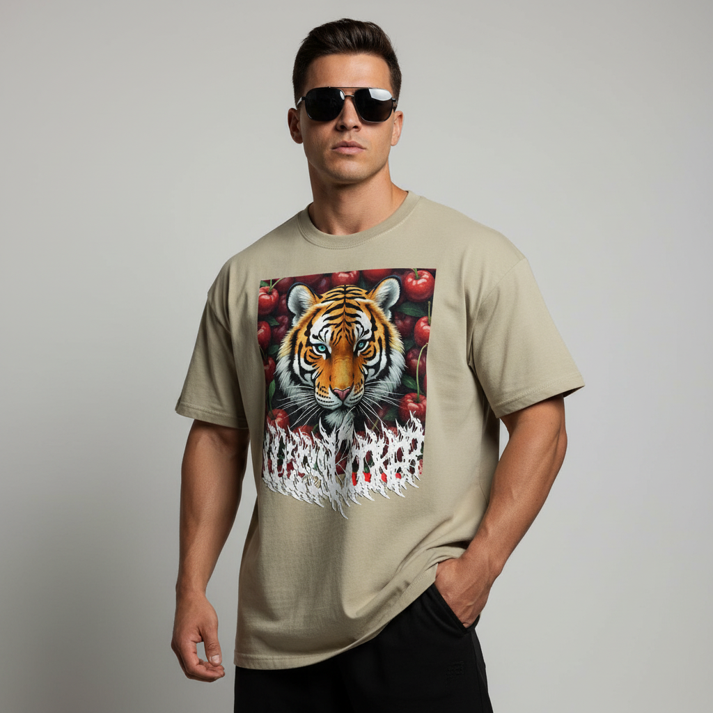 Tiger Cherry Oversized faded t-shirt - Luis’s Locker