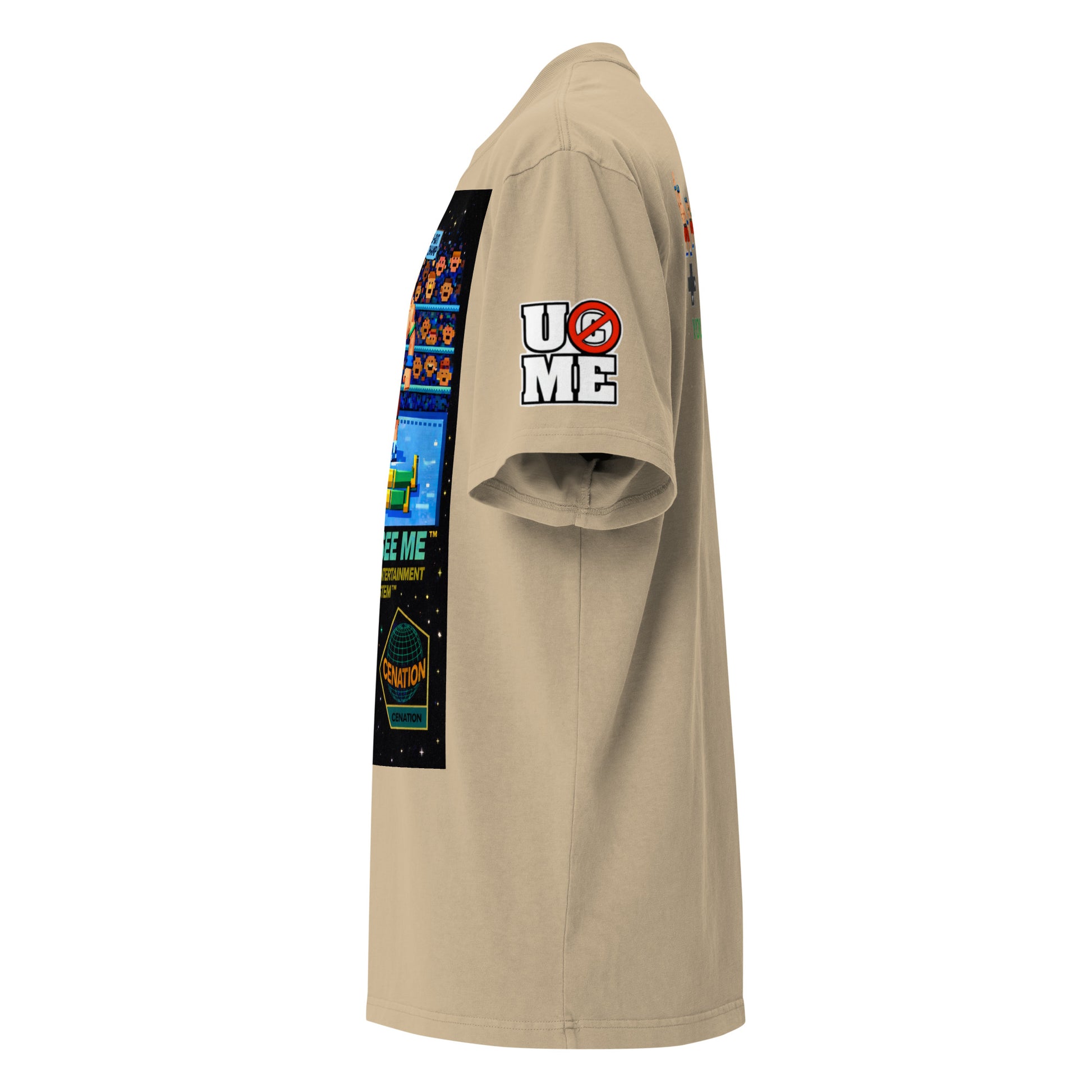 8 Bit John Cena U Can't C Me Oversized Faded Graphic Tee WWE Merch - Khaki color - left side view