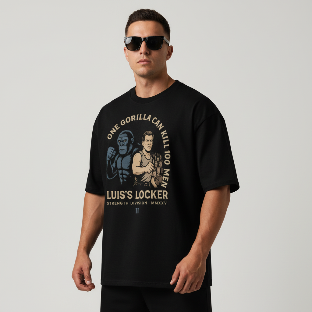 1 Gorilla vs 100 Men – Unstoppable Strength Tee | Gym Streetwear - Luis’s Locker