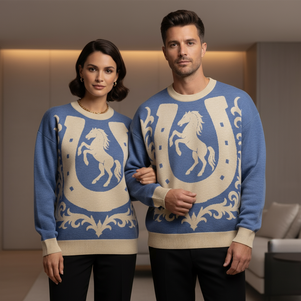 Lucky Horseshoe Knit Sweater – Blue Denim Frontier Edition - Luis’s Locker