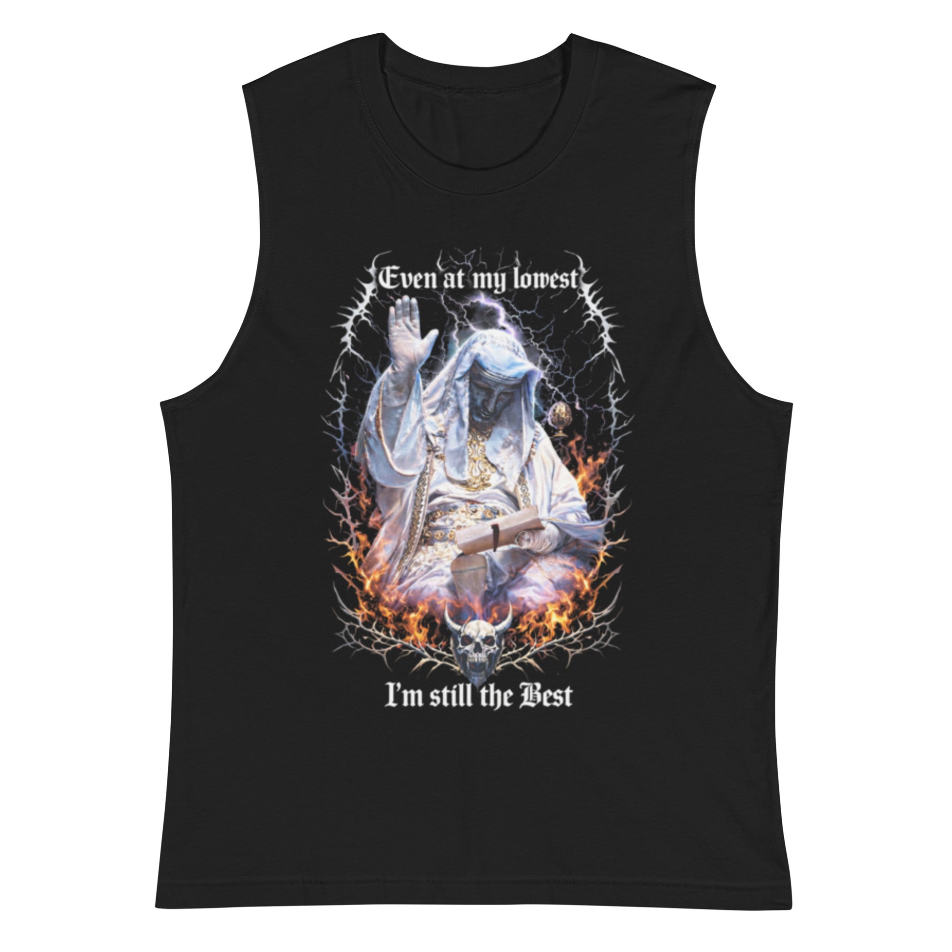 King Baldwin Muscle Shirt QR Code on the back – Front View