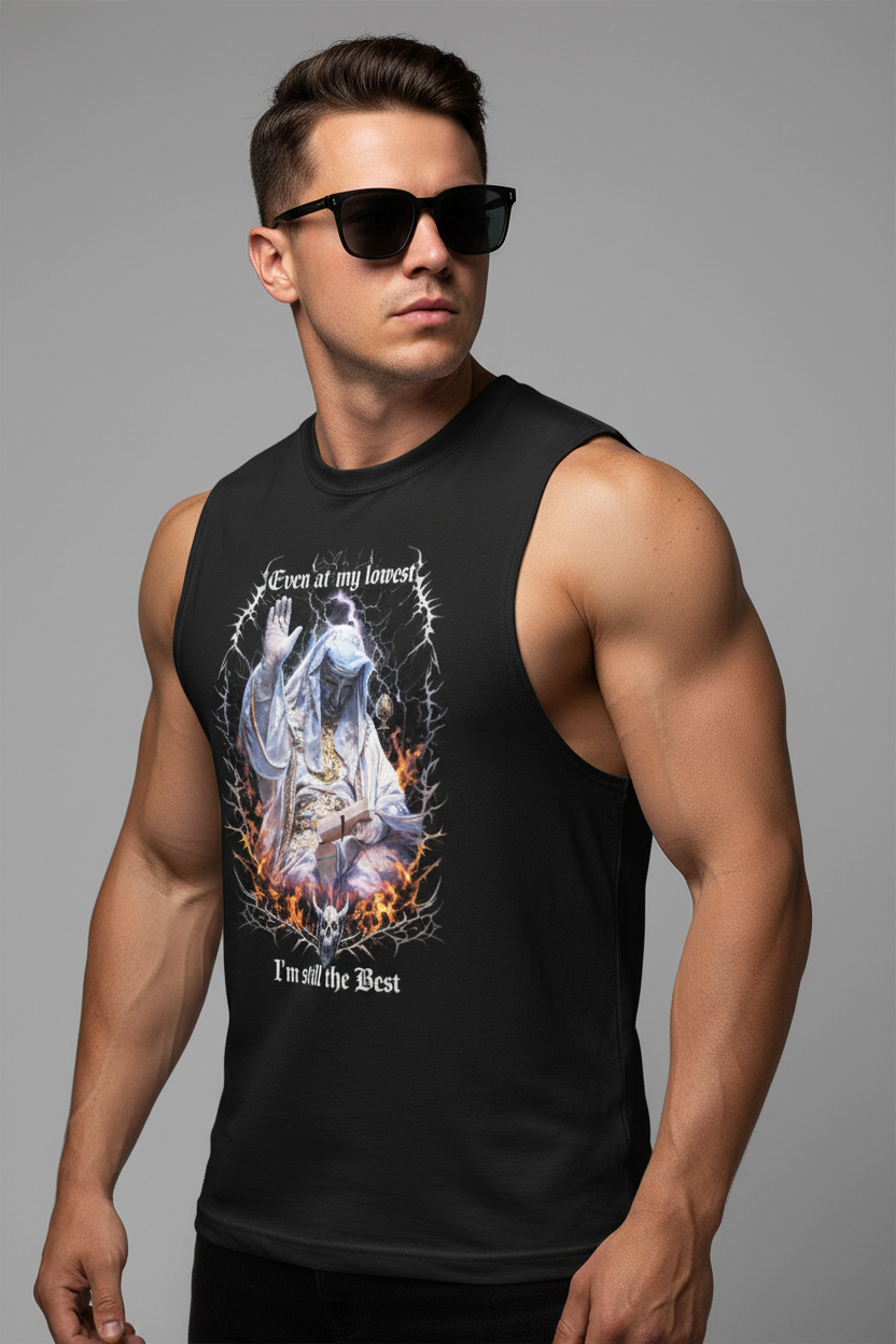 King Baldwin Muscle Shirt QR Code on the back – Main Image
