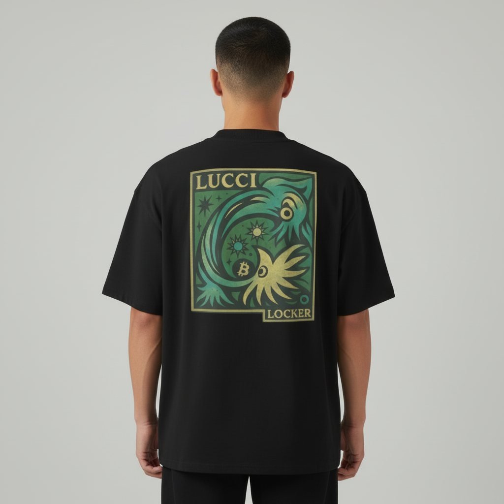 Lucci Oversized High-Neck Tee – Cosmic Crest Edition - Luis’s Locker